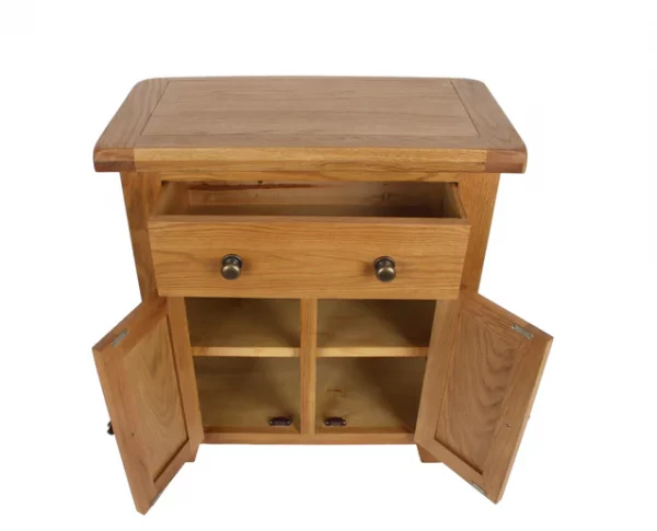 Small Oak Sideboard 2 Door 1 Drawer - Compact Storage Cabinet - Image 8