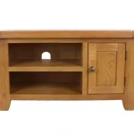 Small Solid Oak TV unit - 91cm Wide , With Shelf & Ready Assembled