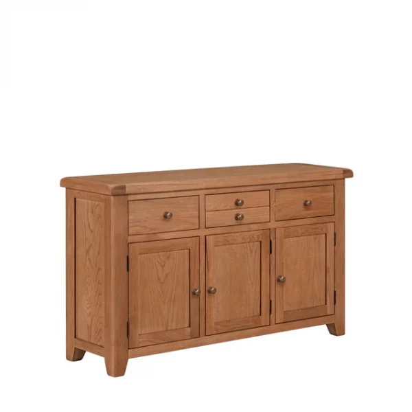 Solid Oak Large Sideboard 3 Door 3 Drawer - 137cm Storage Unit - Image 9