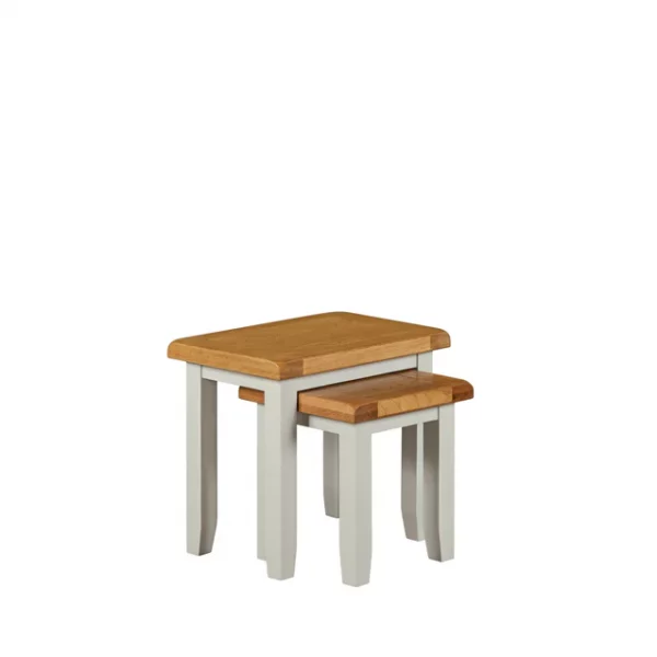 Modern Oak and Grey Nest of Tables Set - Image 3