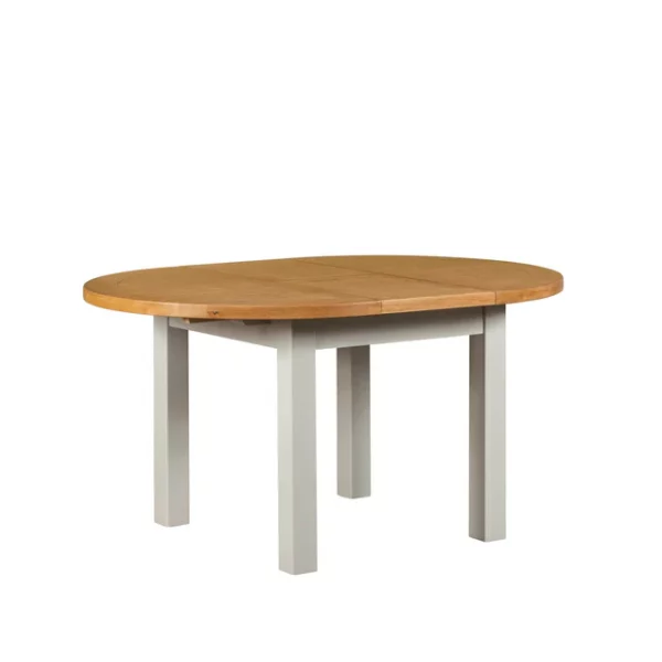 Premium Solid Wood Round Dining Table - Royal Oak & Grey - Image 3
