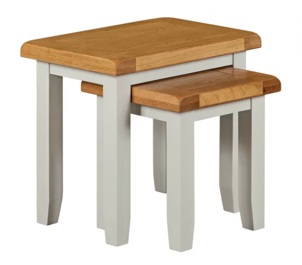 oak and grey nest of tables