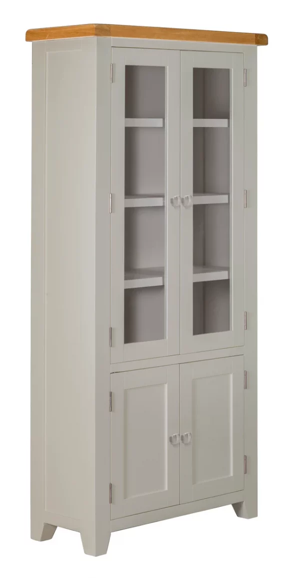 Modern Grey Display Cabinet with Glass Doors - Image 2