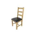 Rustic Oak Ladder Back Dining Chairs - Traditional Wood Design