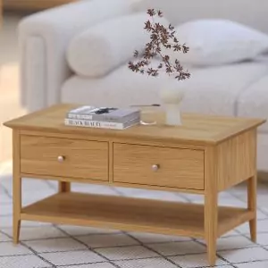 London Oak 2 Drawer Coffee Table