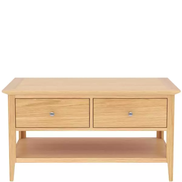 London Oak 2 Drawer Coffee Table - Image 2