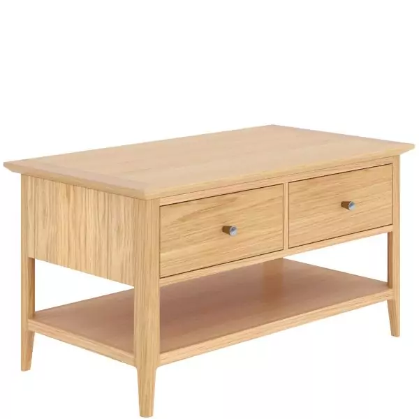 London Oak 2 Drawer Coffee Table - Image 4