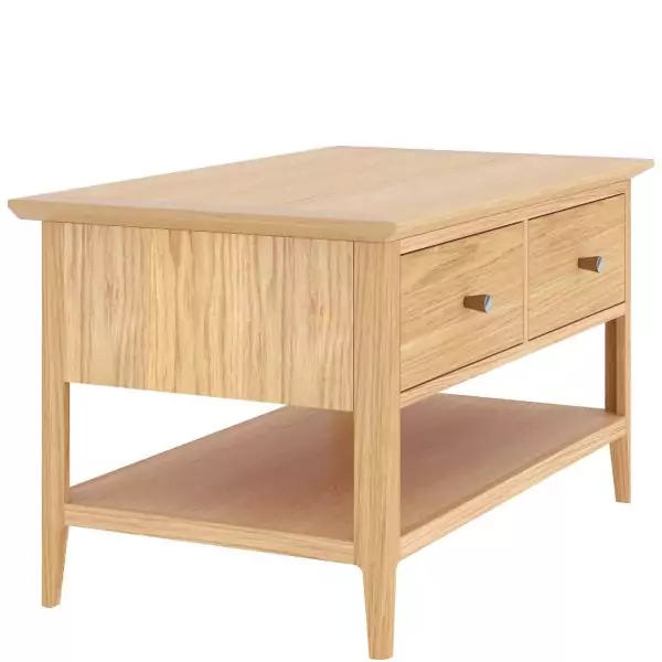 London Oak 2 Drawer Coffee Table - Image 5