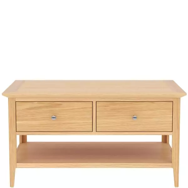 London Oak 2 Drawer Coffee Table - Image 6