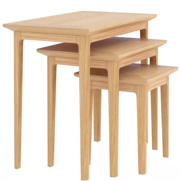 Light Oak Nest Of 3 Tables - Image 3