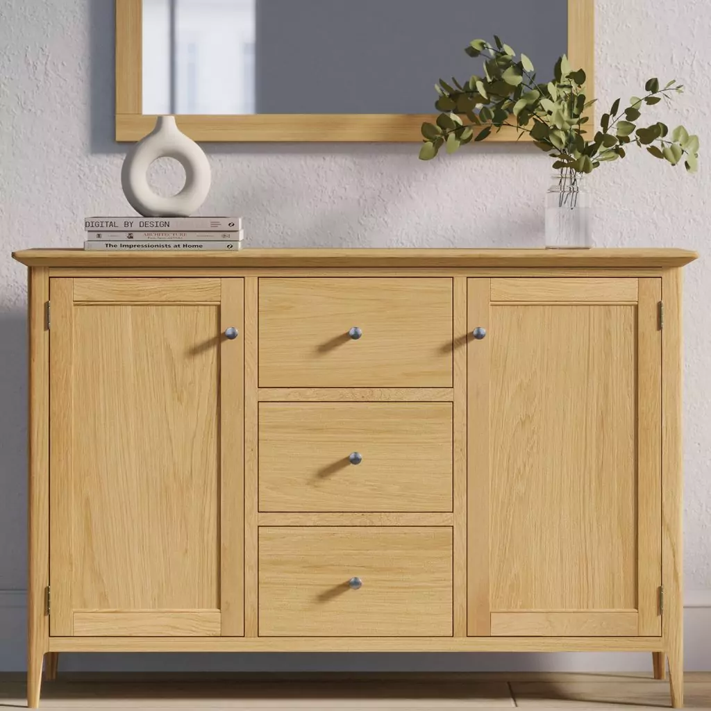 London Oak Large 2 Door 3 Drawer Sideboard