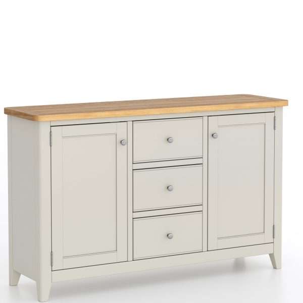 Image 5: Light Grey Painted 2 Door 3 Drawer Sideboard - Image 5