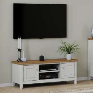 Light Grey Painted Wide TV Cabinet