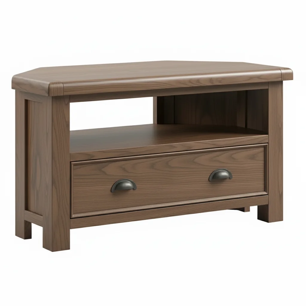 Smoked Oak Corner Tv Unit with Drawer