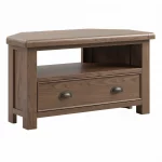 Smoked Oak Corner Tv Unit with Drawer