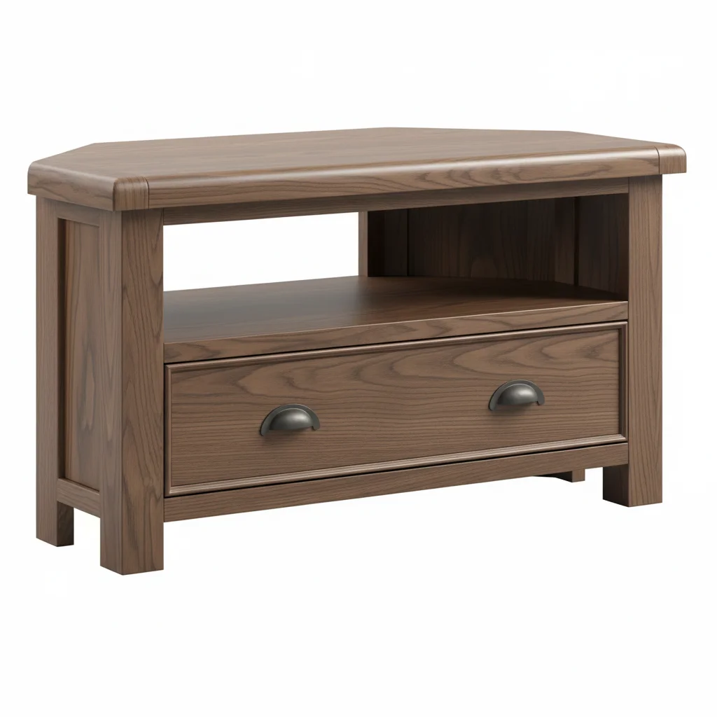 Smoked Oak Corner Tv Unit with Drawer