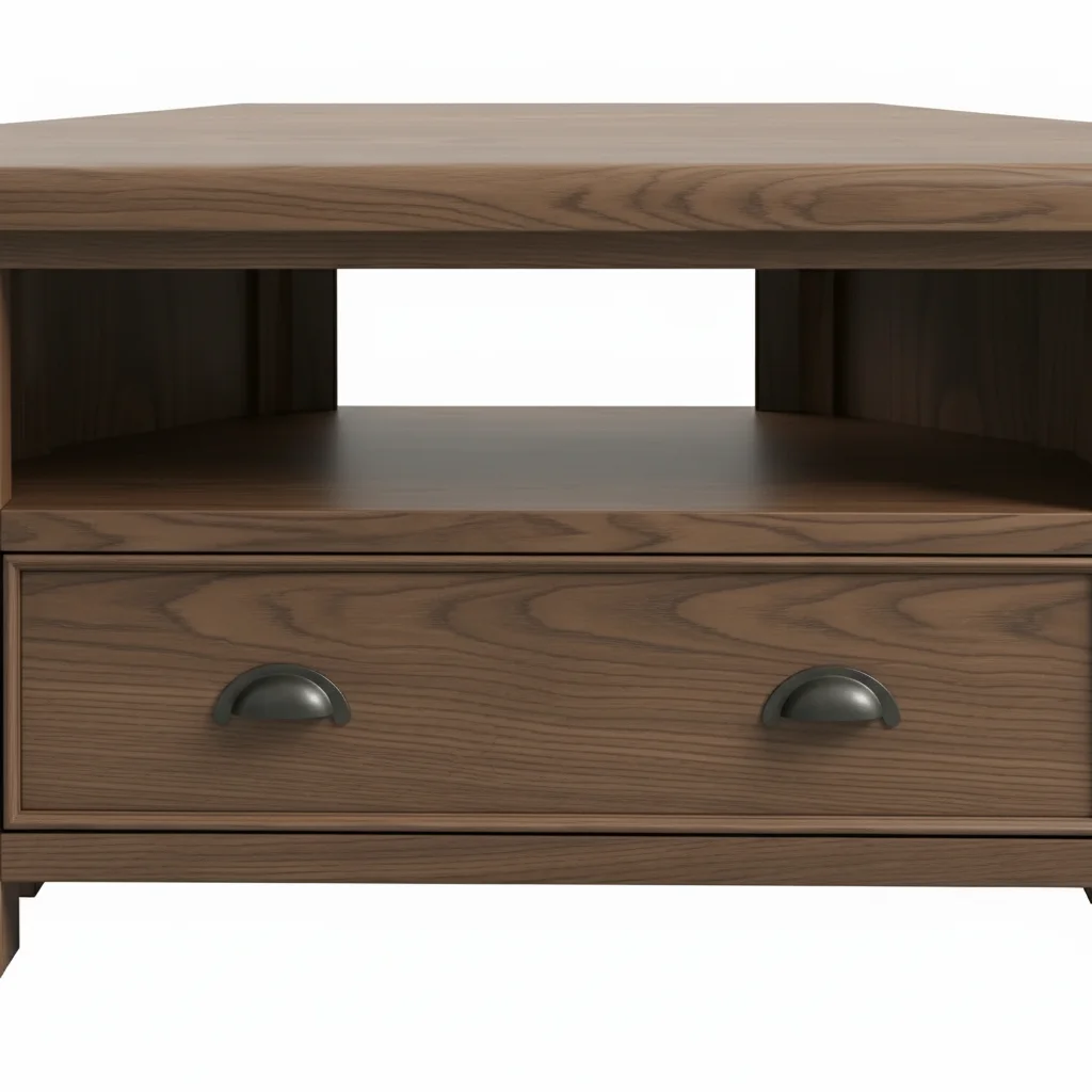 Smoked Oak Corner Tv Unit with Drawer