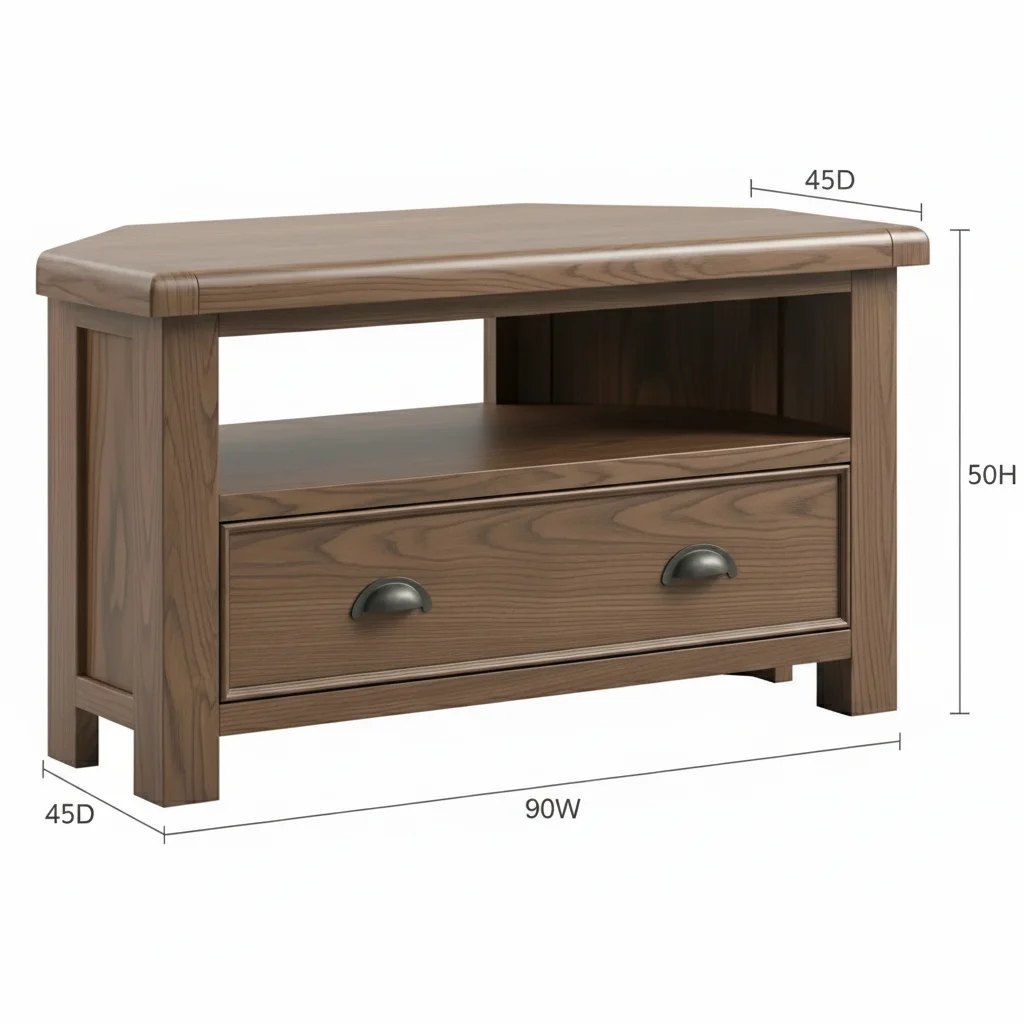 Smoked Oak Corner Tv Unit with Drawer