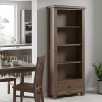 Smoked Oak Large Bookcase With Drawers