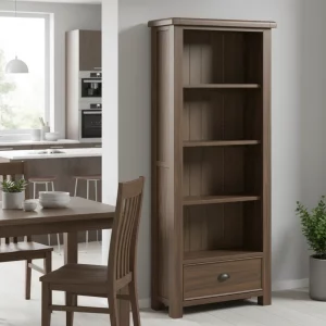 Smoked Oak Large Bookcase With Drawer