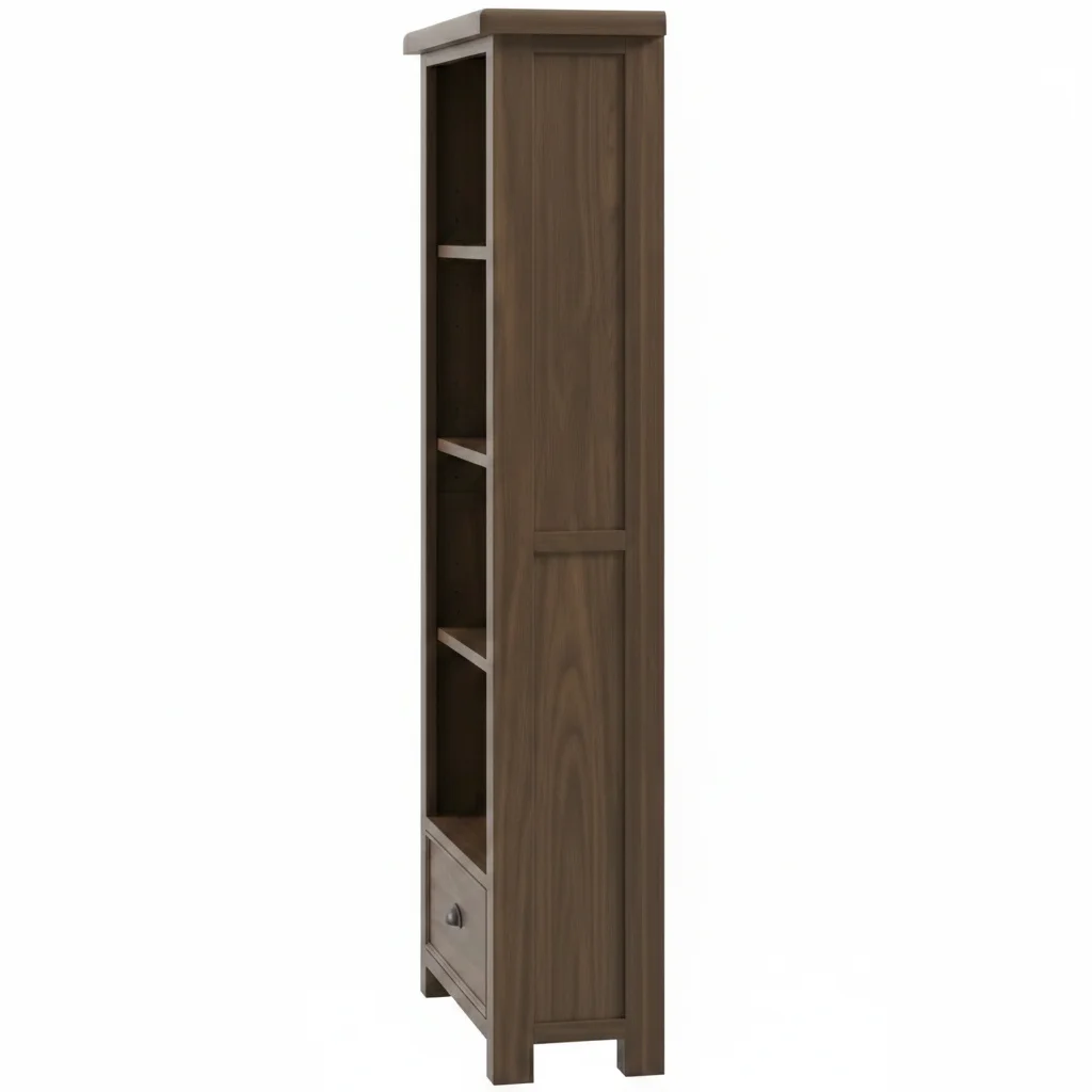 Smoked Oak Large Bookcase With Drawer