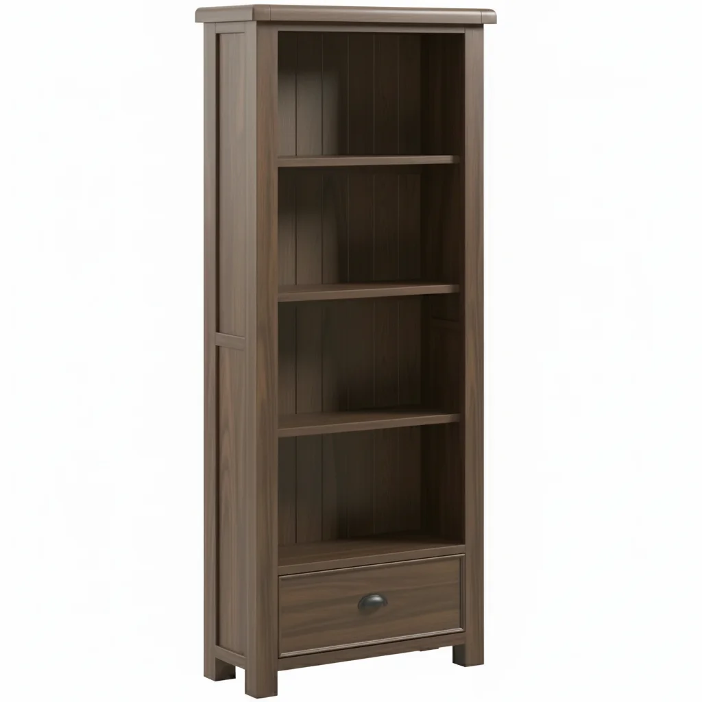 Smoked Oak Large Bookcase With Drawer