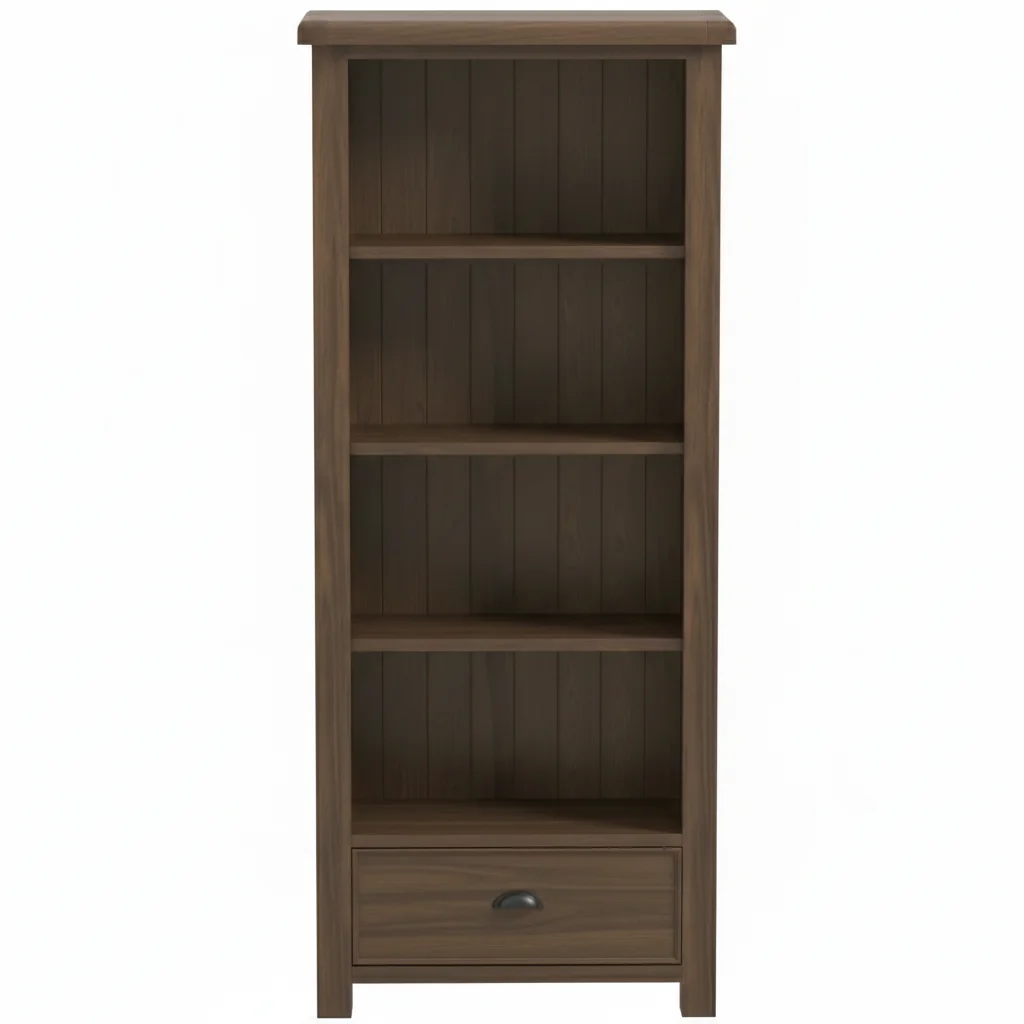 Smoked Oak Large Bookcase With Drawer
