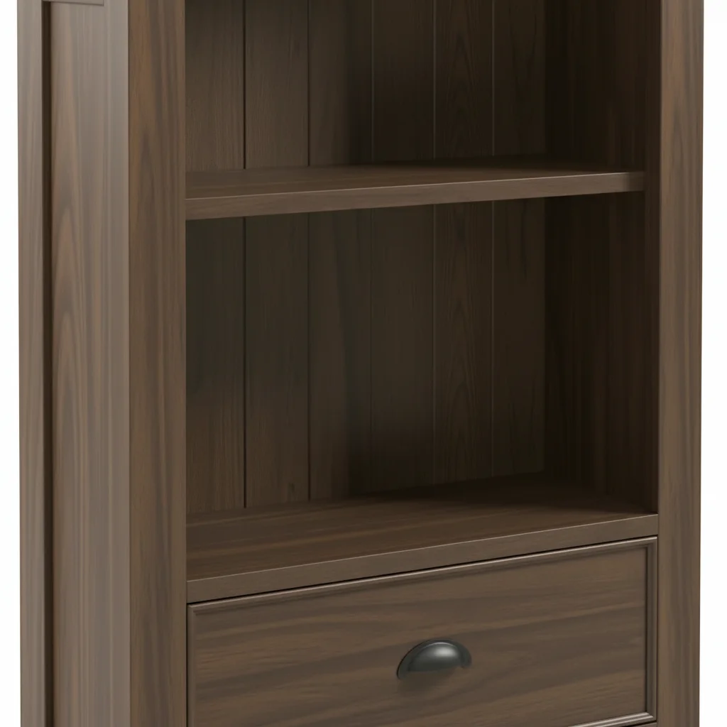 Smoked Oak Large Bookcase With Drawer