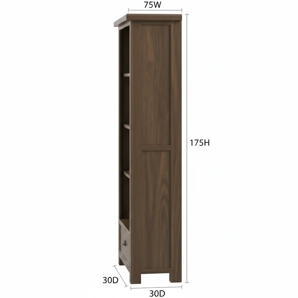 Smoked Oak Large Bookcase With Drawer