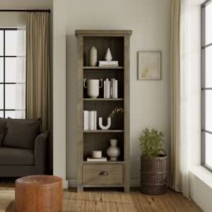 Smoked Oak Large Bookcase With Drawers