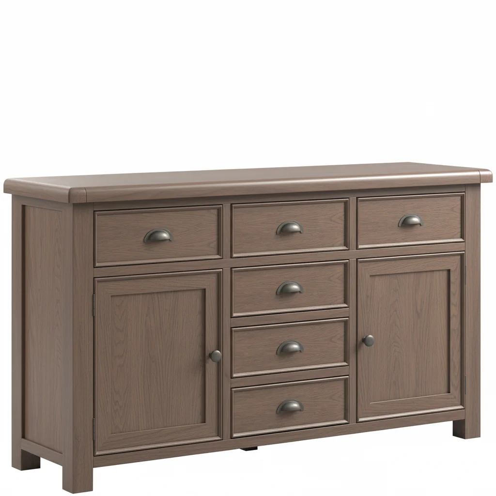 Smoked Oak Large Sideboard 6 Drawer 2 Door
