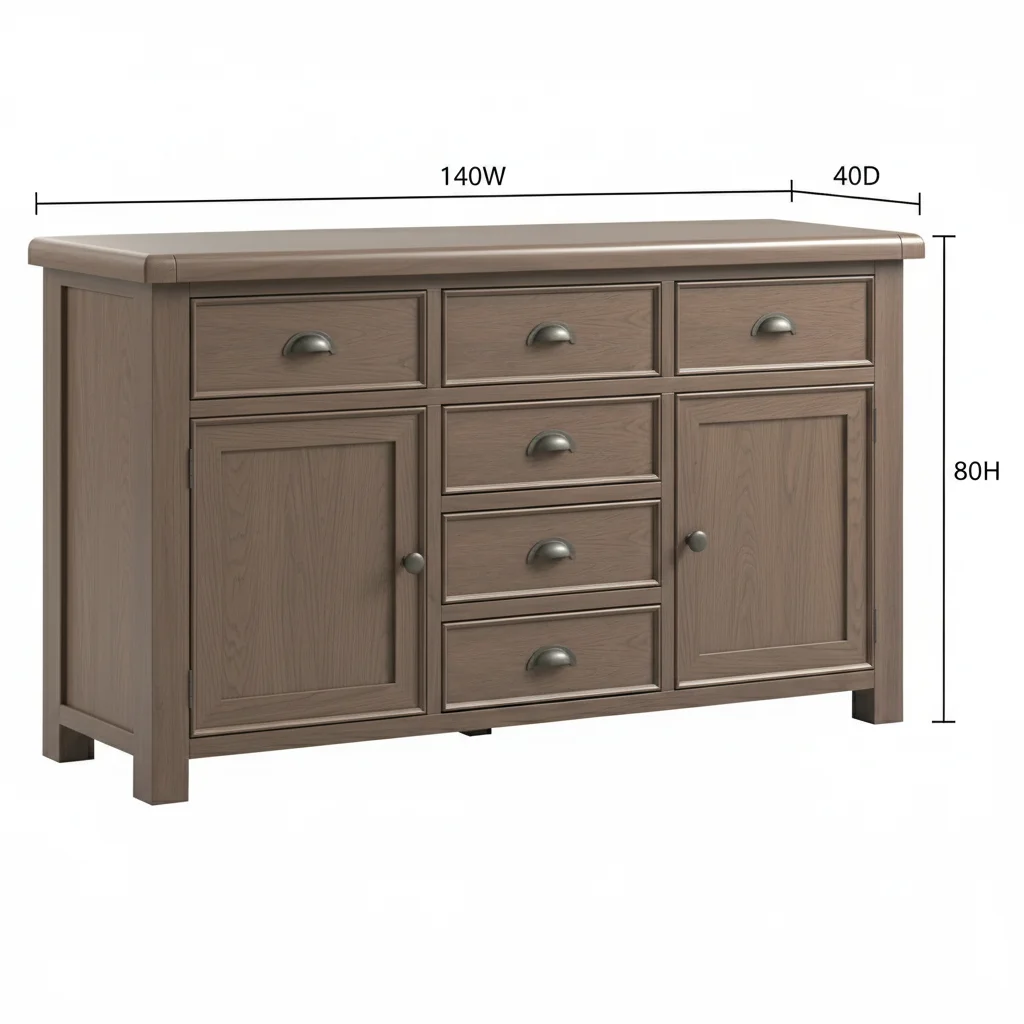 Smoked Oak Large Sideboard 6 Drawer 2 Door