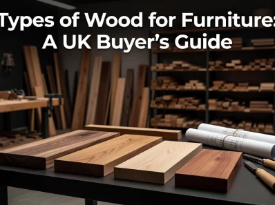 Professional header image for list-based article: Types of Wood for Furniture: A UK Buyer's Guide