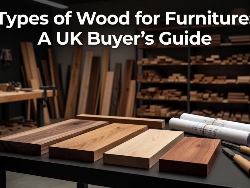 Professional header image for list-based article: Types of Wood for Furniture: A UK Buyer's Guide