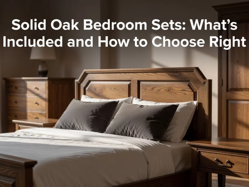 Professional header image for list-based article: Solid Oak Bedroom Sets: What's Included and How to Choose...