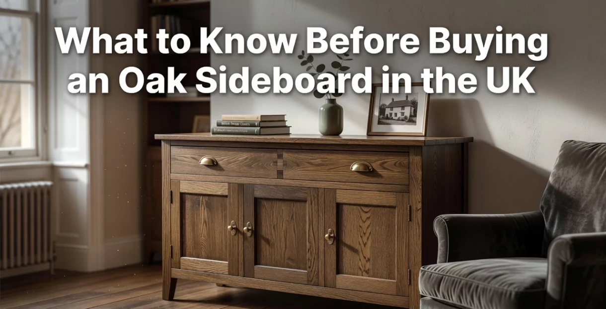 Professional header image for list-based article: What to Know Before Buying an Oak Sideboard in the UK