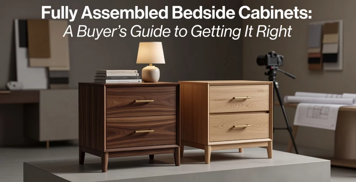 Professional header image for list-based article: Fully Assembled Bedside Cabinets: A Buyer's Guide to Gett...