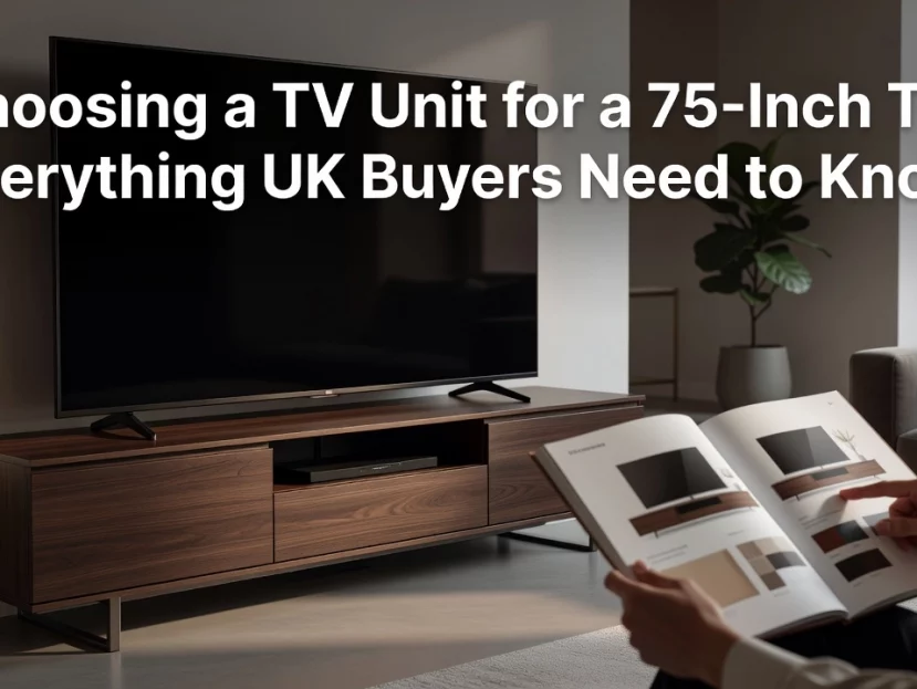 Professional header image for list-based article: Choosing a TV Unit for a 75-Inch TV: Everything UK Buyers...