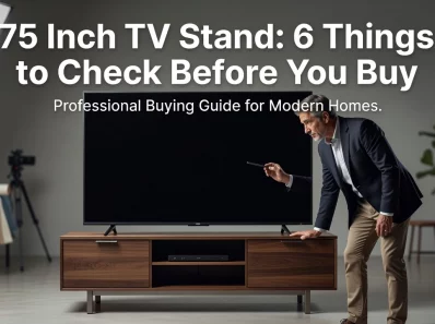 Professional header image for list-based article: 75 Inch TV Stand: 6 Things to Check Before You Buy