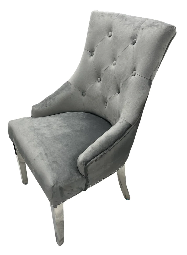 Grey Dining Chairs with Chrome Legs - Image 2