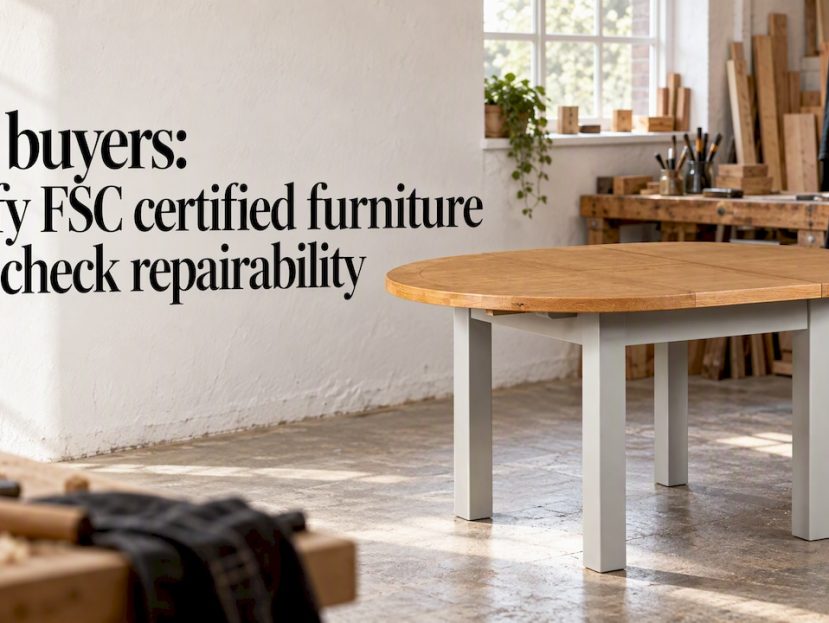 Solid wood dining table in furniture workshop