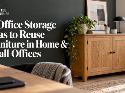 Repurposed oak sideboard in home office