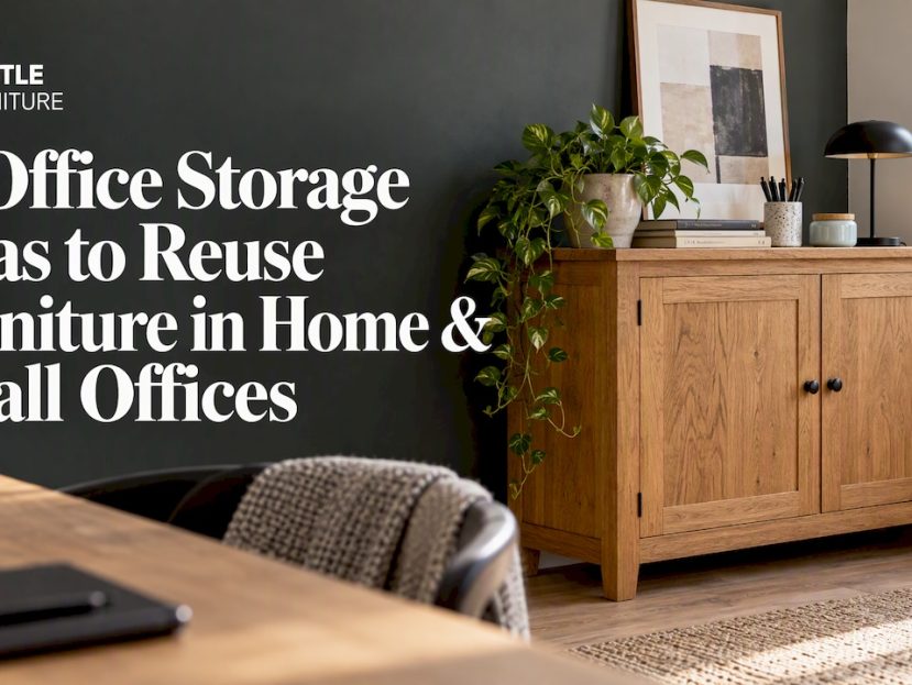 Repurposed oak sideboard in home office