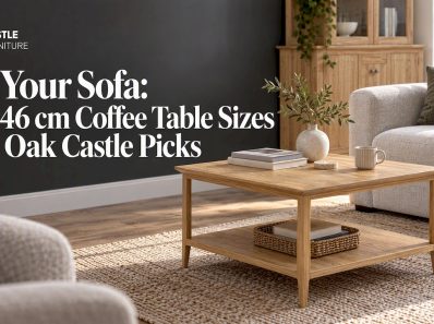 Light oak coffee table beside sofa