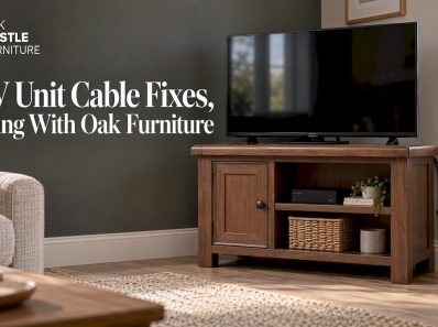 Smoked oak TV cabinet with discreet cable routing