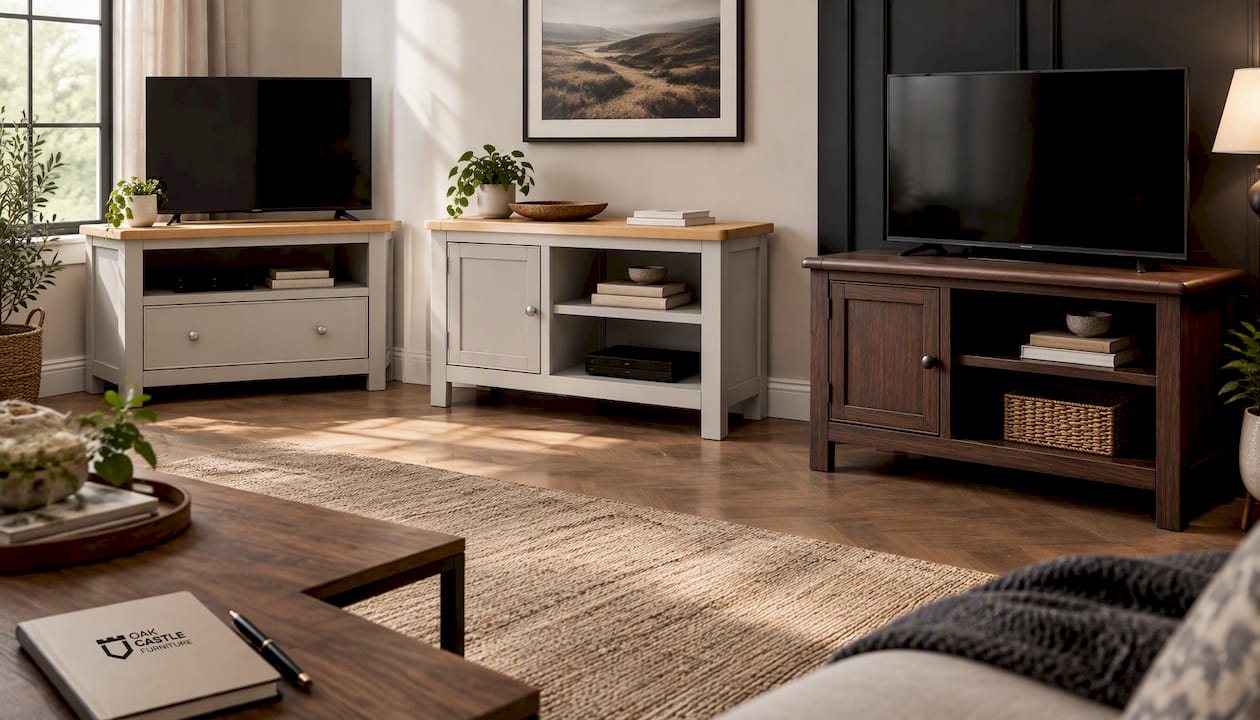 Light Grey Painted Corner TV Cabinet
